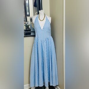 Blue Gingham Halter Maxi Dress - Sleeveless Summer Dress